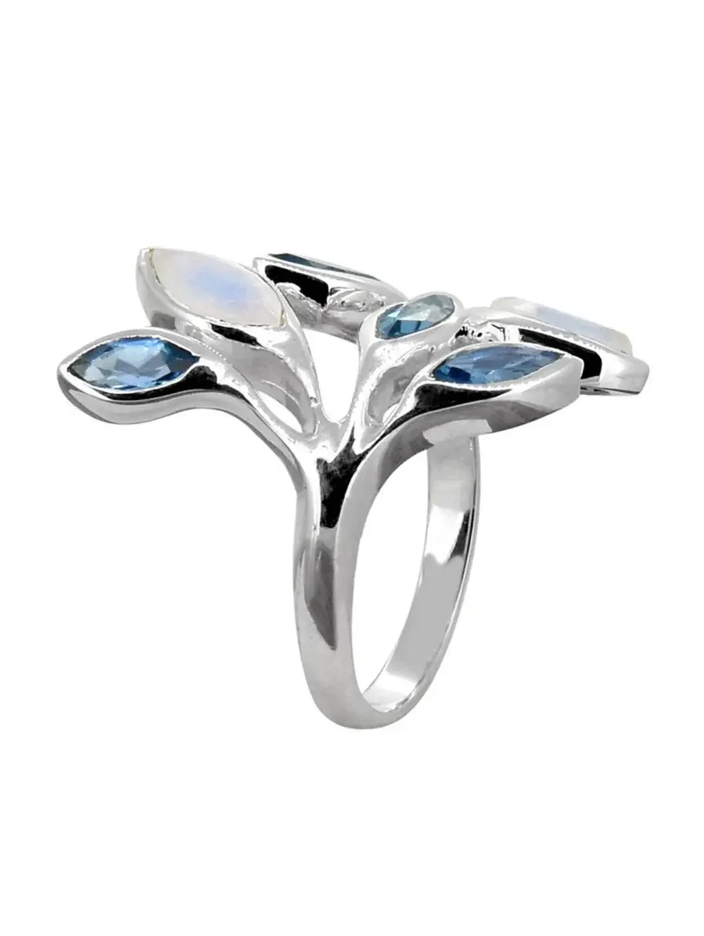 London Blue Topaz Moonstone 925 Sterling Silver Size 9 Ring